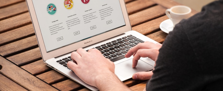 man checking websites